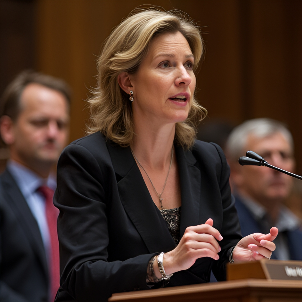 An image illustrating Magdalena Biejat's work in the Senate, perhaps a dynamic shot of her speaking from the Senate floor or engaged in a discussion with other senators, highlighting her role as Deputy Speaker.